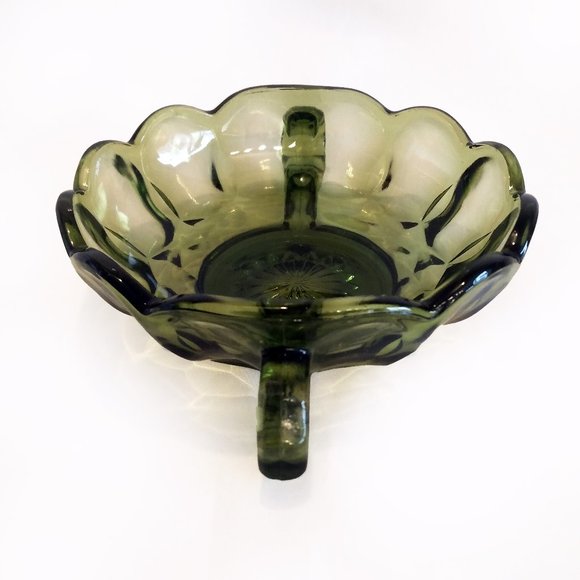 Vintage Anchor Hocking-Avocado Green-Double Handled Candy/Relish Dish - Picture 5 of 8